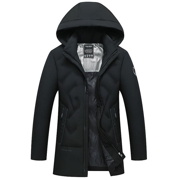 

men clothes 2019 winter jacket men hooded cotton-padded long parka jacket thicken warm winter coat jackets clothes,1902, Black
