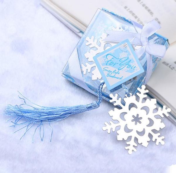 Presentes pingente 100pcs / lot Apressado real marcador de livro Snowflake Marcadores Wedding fornece Tassel favores gratuito SN4061 transporte