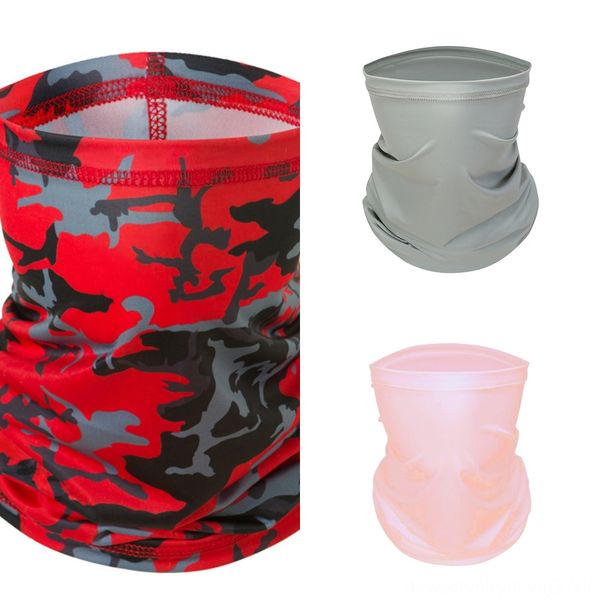 

cgzrw breathable cover scarf half gaiter bandana neck face mask headband ice silk face hiking balaclava scarf camouflage mask, Black