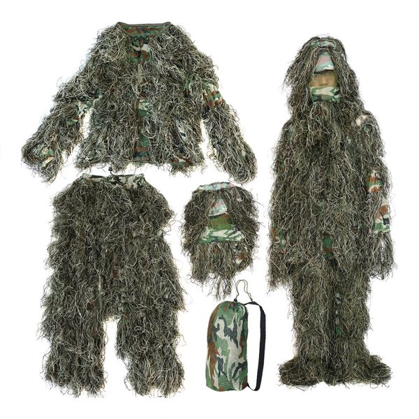 

sews-5 pieces new ghillie suit camo woodland camouflage forest hunting 3d