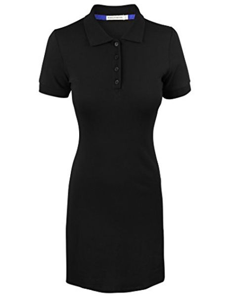 

makeitmint women's solid casual short sleeve pique dress, Black;gray