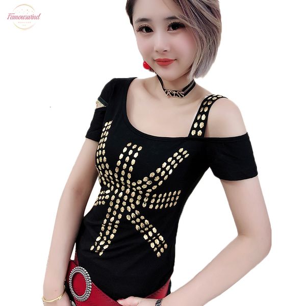 

oblique shoulder diamonds tshirt 2020 new spring summer women slash neck short sleeve shirt clothes streetwear t94136l, White