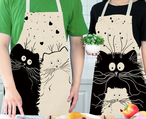

новые столовая кухня фартук смешные cat печатных рукава хлопок льняных фартуков для мужчин брачной очистки инструментов