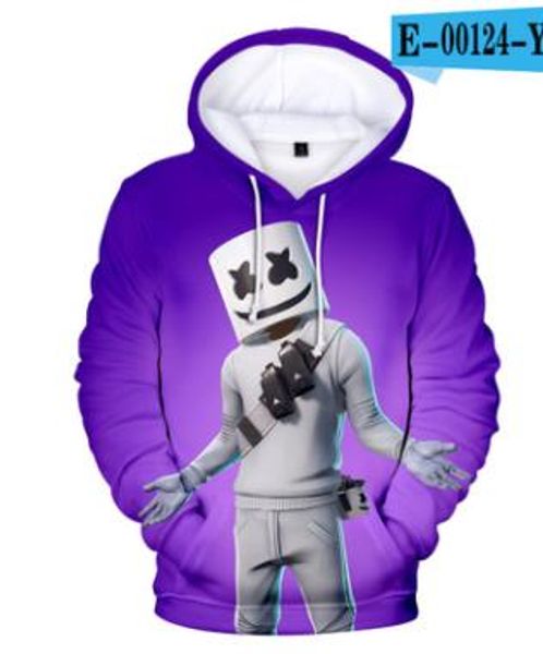 

marshmello 3d printed men cardigans teenager clothing hooded zipper harajuku sweatshirts pullovers, Black