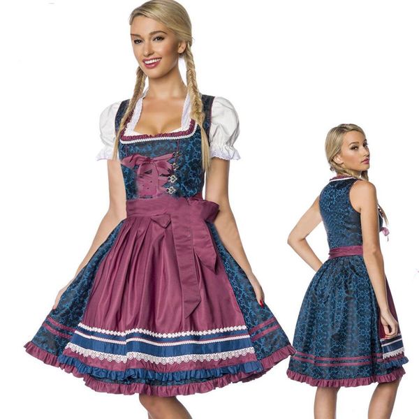 

moonight bavaria beer girl heidi maid dirndl outfit women octoberfest oktoberfest fancy dress, Black;red