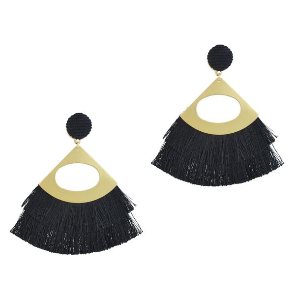 

vintage woolen tassel fringe earring women drop dangle fashion earring, Golden