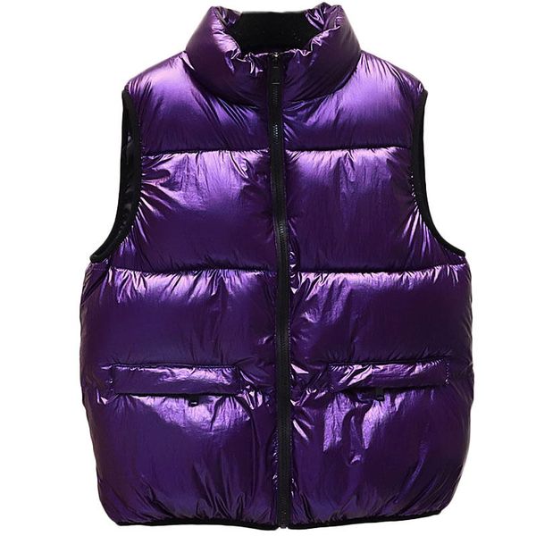 

women's vests mumuzi winter warm down waistcoat short design bright sleeveless parkas high street stand collar thermal padded vest coat, Black;white