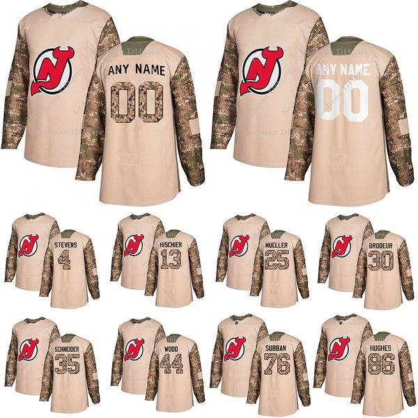 

нью-джерси девилз camo дня ветеранов практика трикотажных изделий 86 jack hughes 76 subban 30 мартина бродо заказ любое количество любого дж, Black;red