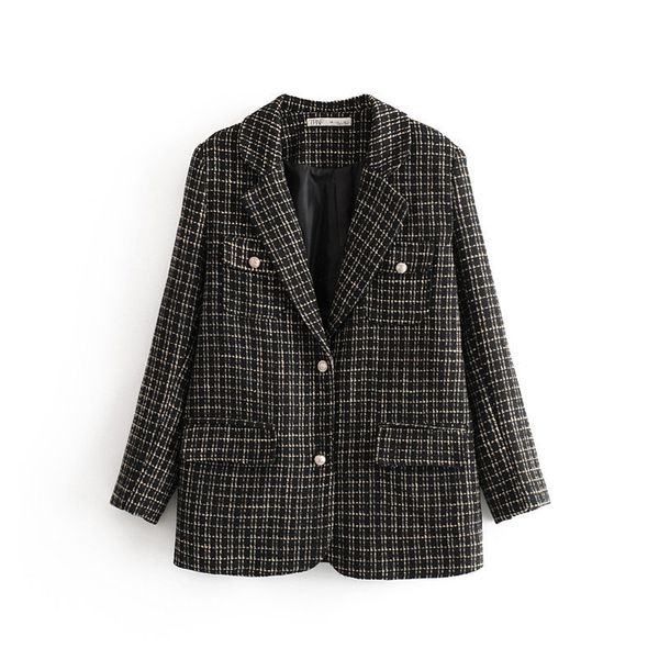 

c2712 women's dress new products pattern suit collar rove coat, Black;white