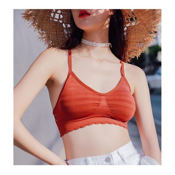 

bras hollow cross frameless bra anti-bare stretch girl beauty back, Red;black