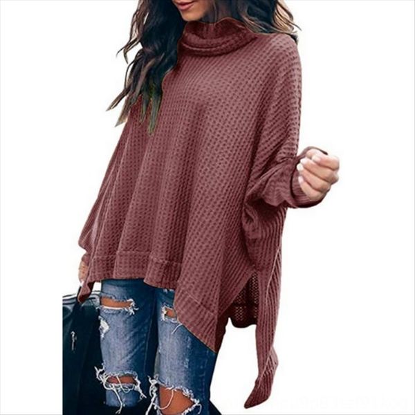 

high collar bat long sleeve irregular women's t-shirt hq0793 high knitwear collar bat long sleeve irregular women's t-shirt knitwe, White