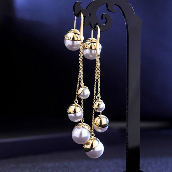 

925 silver earrings female models simple pearl earrings creative temperament korea retro fashion jewelry white pear ladys students earring