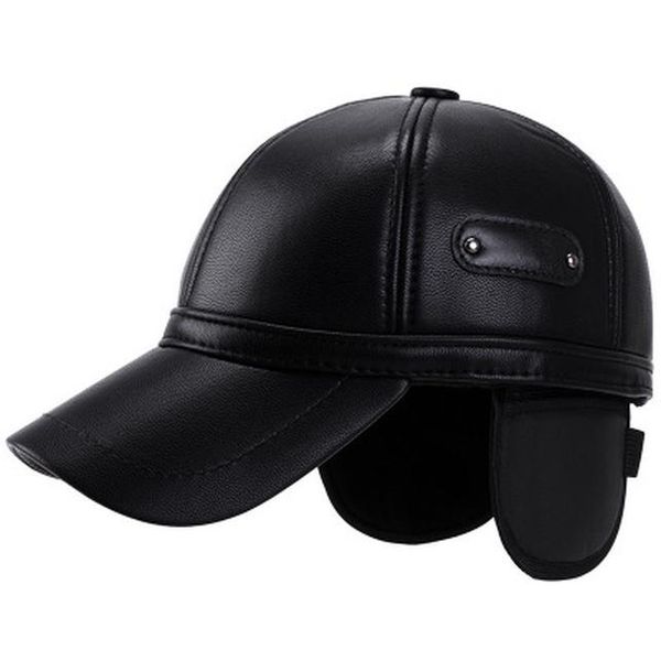 

2020 new men's pu leather baseball cap middle-aged and old duck tongue hat korean shade hat wholesale iondh, Black;white