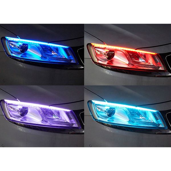 

2pcs car led teardrop light ultra-thin two-color yellow streamer light guide headlights turn decorative lights new