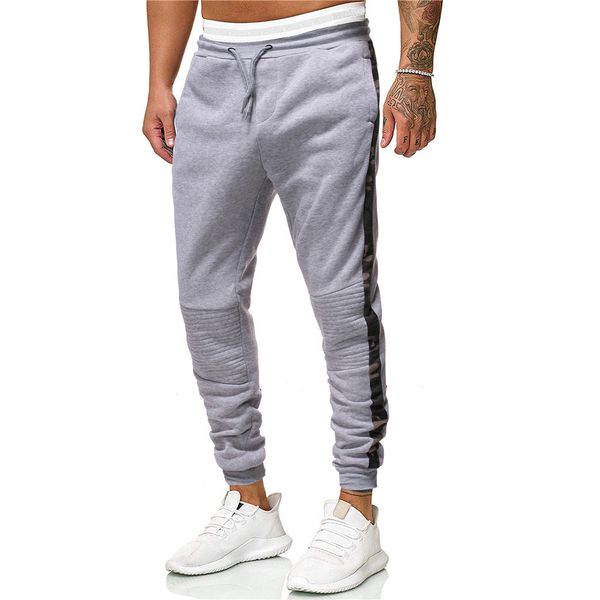 

2019 mens pocket pants long dawstring sweatpants side striped patchwork casual retro trousers man pants l0905, Black