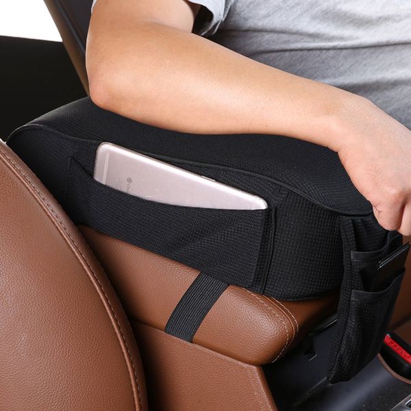 

auto center console armrest pillow memory foam car armrest cushion with phone holder storage bag universal fit for most car
