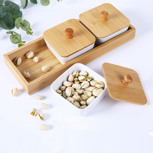 

dessert plate snack serving tray appetizer serving tray candy dried fruit box bamboo food storage container snack organizer