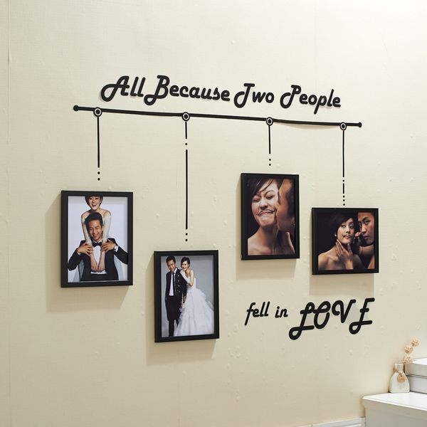 

4 pcs rectangle family picture frames black wedding p frames wall stickers diy frame for lover picture p display