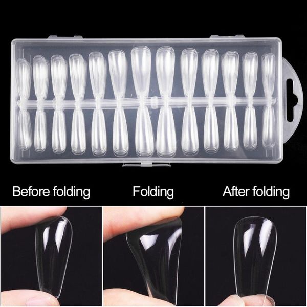 

false nails 260pcs/box coffin nail tips full cover natural white fake tip press on salon manicure supply, Red;gold