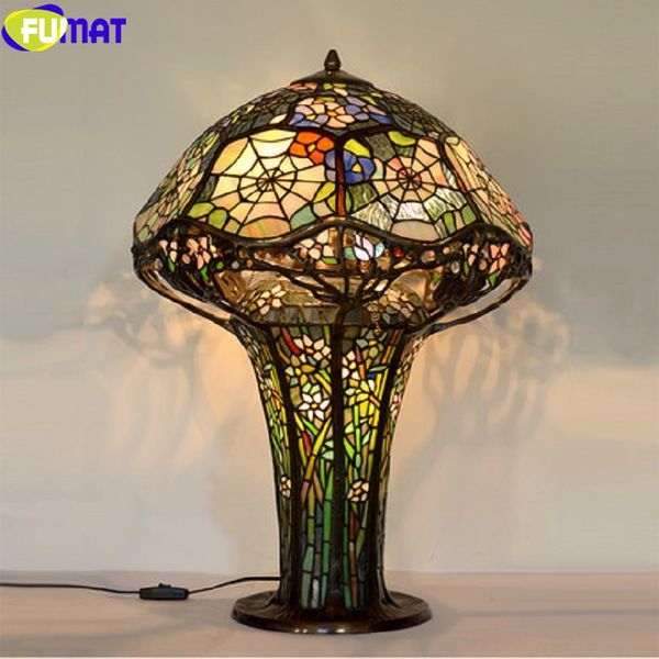 

fumat tiffany stained glass orchid table lamps mushroom spider web antique desk lamp pure copper led light pull switch fixtures
