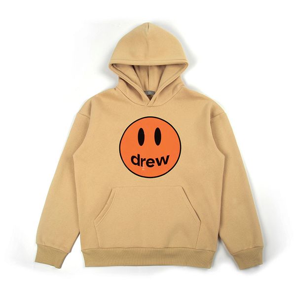 

drew house mens autumn designer hoodies solid color dh pullover long sleeve smile face print homme clothing, Black