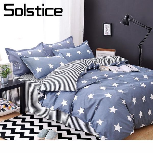 Solstice Home Textile Child Teen Boy Bedding Set Blue Stripe Star