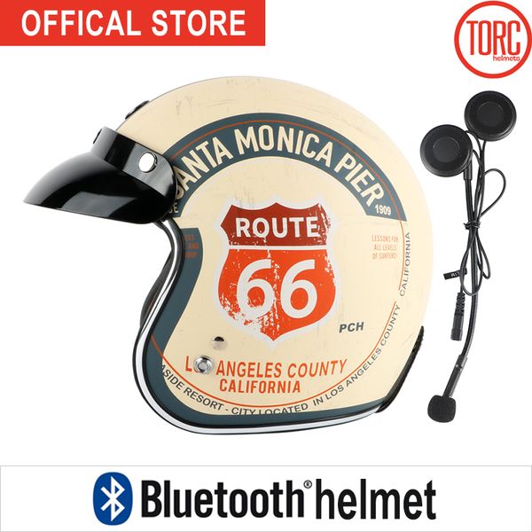 

torc t50 bluetooth casco moto classic open face helmet connect phone support call retro motorcycle helmet capacete california