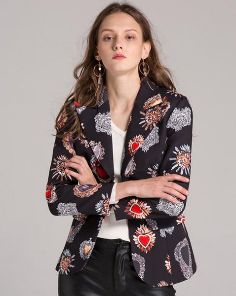 

woman spring and autumn han version new boutique special european and american personality trend show thin heart print blazer / s-xl, White;black