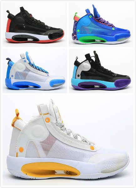 

retro big kids jumpman xxxiv 34 blue void basketball shoes 34s zoom eclipse bred amber rise pe green glow metallic silver mens sports shoe, Black