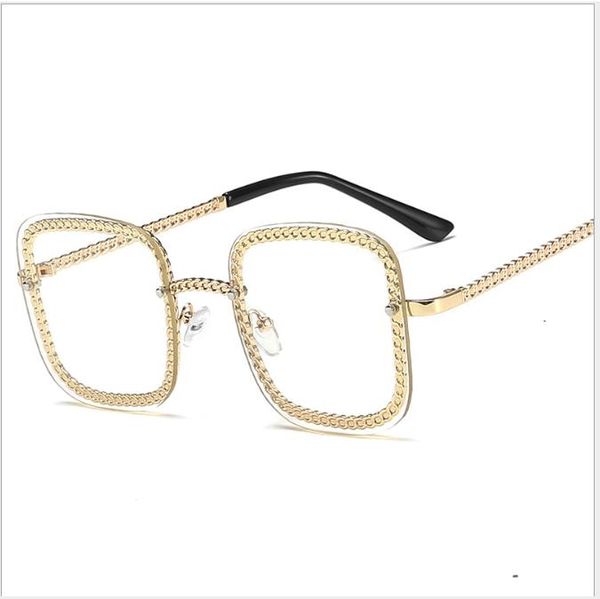 

flat mirror frameless metal myopic glasses frame for european and american sunglasses, White;black