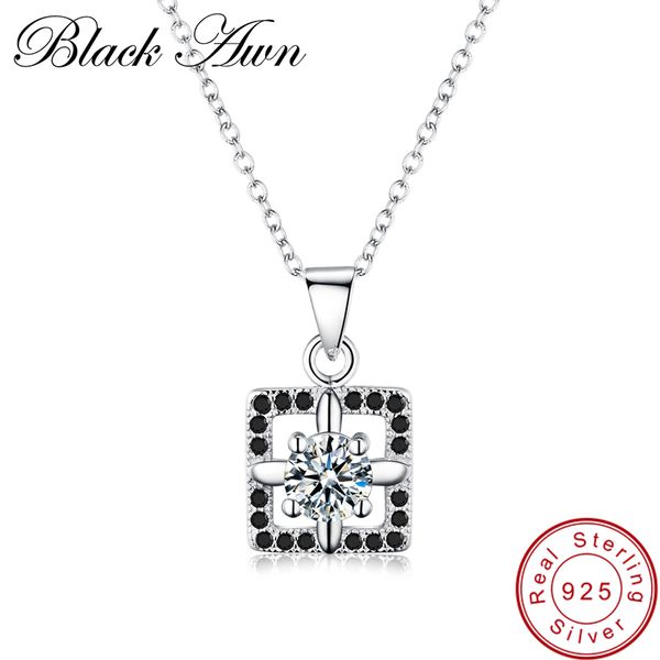 

black awn] 100% pure 925 sterling silver necklace for women cross chain necklaces & pendants sterling silver jewelry p173