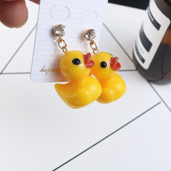 

simple little yellow duck oorbellen long dangle earrings drop earrings for women jewelry pendientes mujer moda 2020, Silver