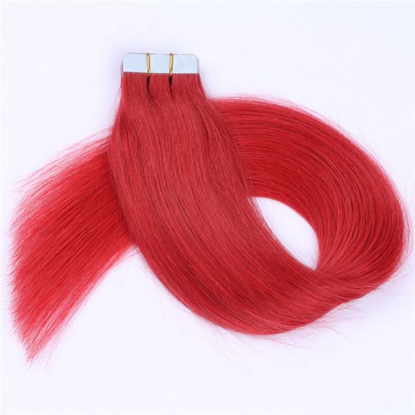 

120g=60pcs 2.5g piece 16 18 20 22 inch glue skin weft pu tape in human hair extensions color purple 613# red for option, Black