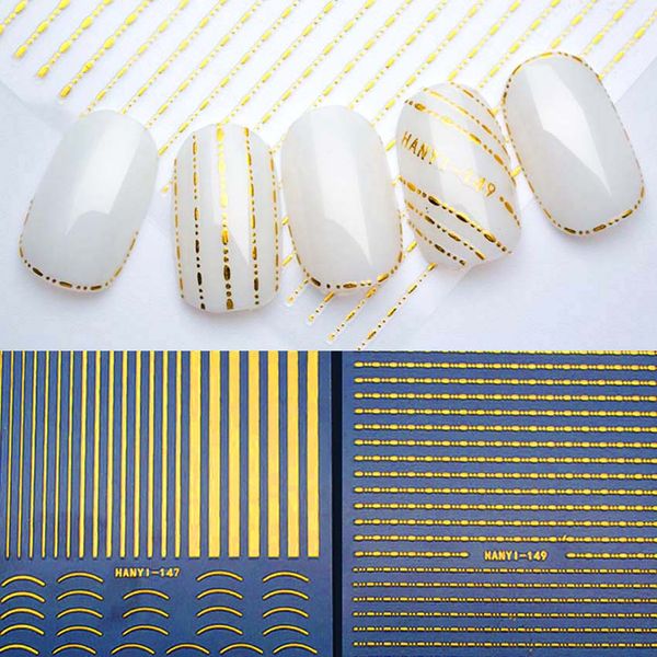 

1 sheet gold 3d nail sticker curve stripe lines nails stickers adhesive striping tape manicure nail art stickers decals zjt3012, Black