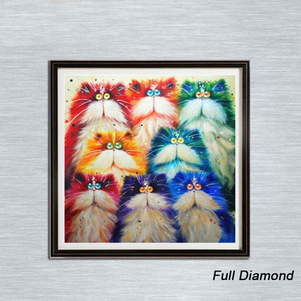 2019 Full Diamond Painting New Eight Funny Cats Living Room Decoration Full Diamond Cross Stitch Handmade Diamond Painting Home Furnishing Fr From