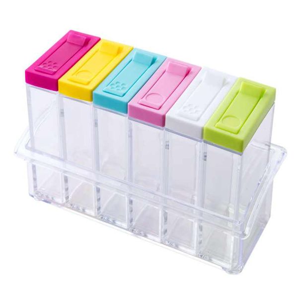 

6pcs/set salt pepper spice pp bottle condiment box seasoning box transparent storage jars healthy cumin