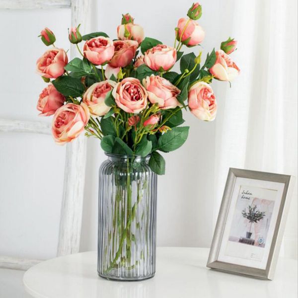 

artificial rose flower branch fake flower stem for home garden wedding decorations pgraphy props