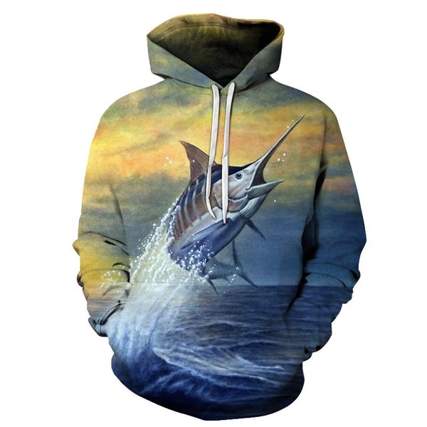 

2019 new 3d fish hoodie sweatshirt men's pullover casual sport suit trendy streetwear brand hoodie novelty coat asian size s-6xl, Black