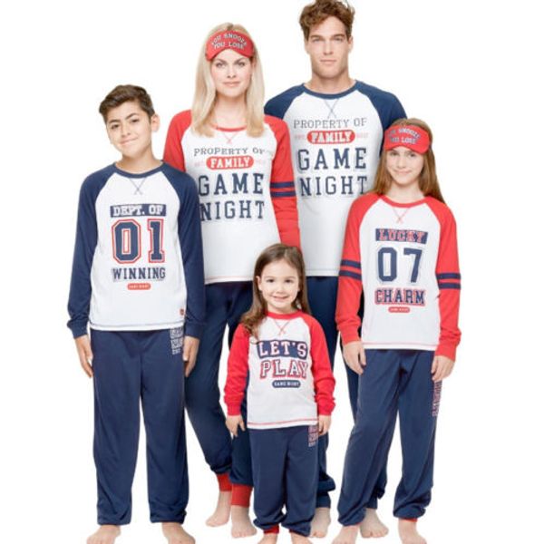 

christmas family matching xmas women kids baby sleepwear nightwear pajamas, Blue