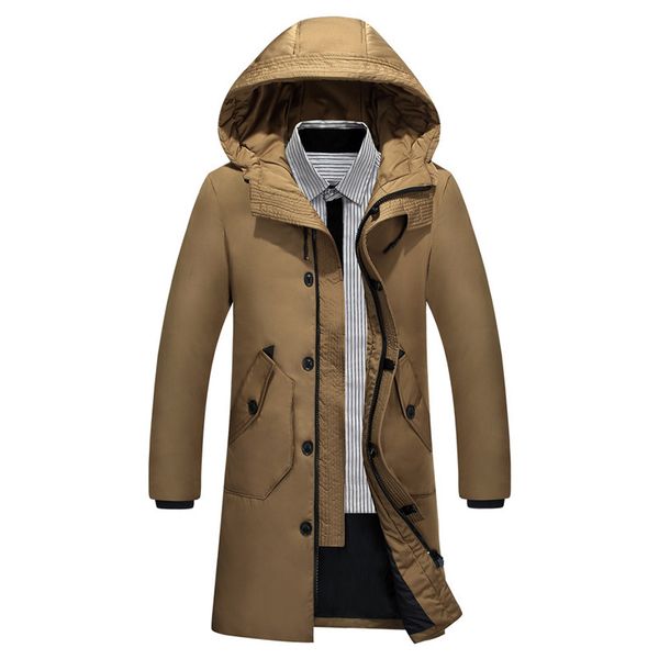 

nice arrival winter keep warm white duck down hooded jacket men hat detachable winter coat men, Black