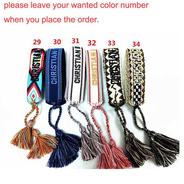 

топ бренд ткань браслет женщины d хлопок ювелирные изделия письмо подпись вышивка браслет тканый браслет кисточкой шнуровка браслет коробка, Black