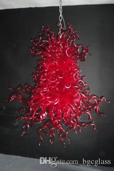 

100% red murano glass chihuly chandelier for livingroom decor hand blown glass led blubs red glass pendant lamps for sale