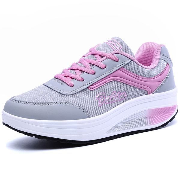 

women casual shoes fashion woman shoes comfort outdoor women sneakers breathable summer wedge flat platfrom sneakers, Black