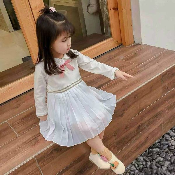 Rabatt Kinder Kinder Designer Kleidung Mädchen Baby Mädchen Kleidung Baby Puppe Kragen College Wind Baumwolle Plissee Prinzessin Kleid