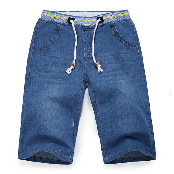 

plus size 40 42 44 46 48 2019 new summer men's casual denim shorts fashion loose straight stretch light blue short jeans male, White;black
