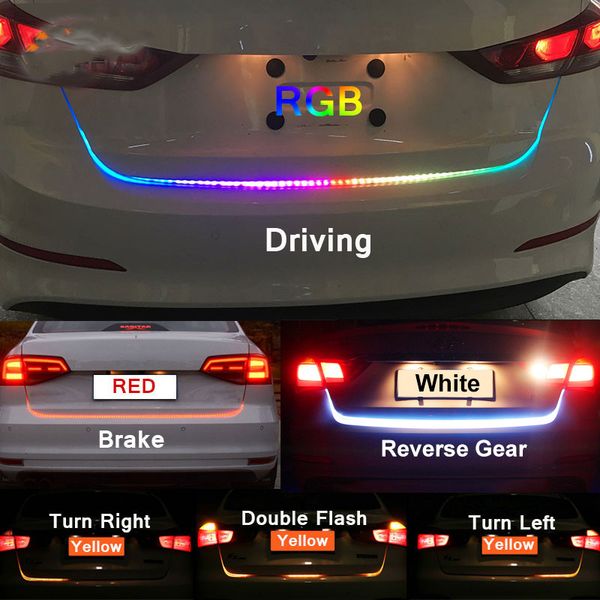 

amber turn signal flow led trunk strip light tailgate luggage 12v car rear lamp dynamic streamer floating rgb led strip