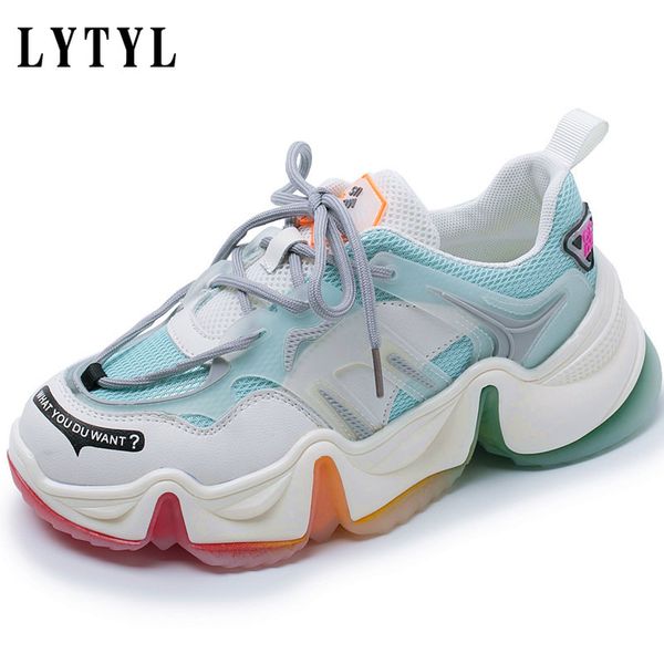 

rainbow bottom women sneakers 2020 fashion running daddy mesh women shoes patchwork trainers famale footwear f-96, Black