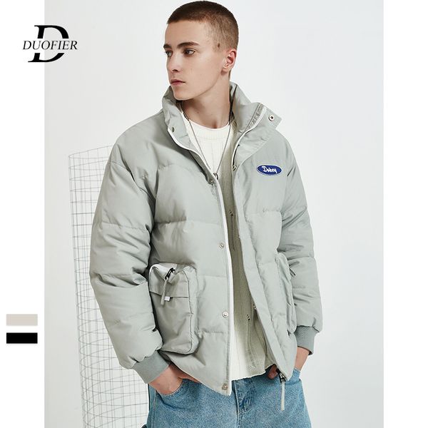 

winter men down jacket new trend warm thick male casual hooded coats parkas hip hop streetwear male outwear jackets duck down, Black