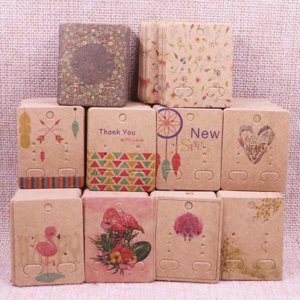 

100pcs jewelry display card earring 4x5cm earring card hang tag diy jewelry stud package cards, Black;white