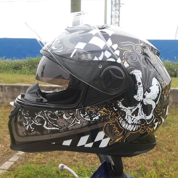 

motorbike helmet with inner sun visor flip up motorcycle helmet mens modular casco female capacete skull dual lens